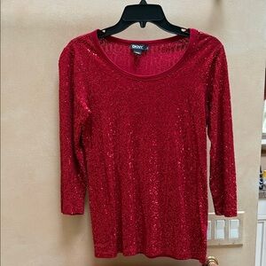 DKNY Sparkling Red Long Sleeve Top